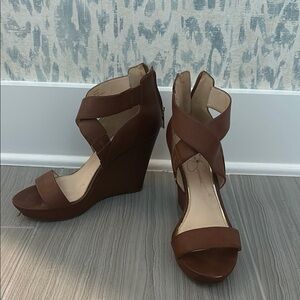 Brown Strappy Wedge Sandals